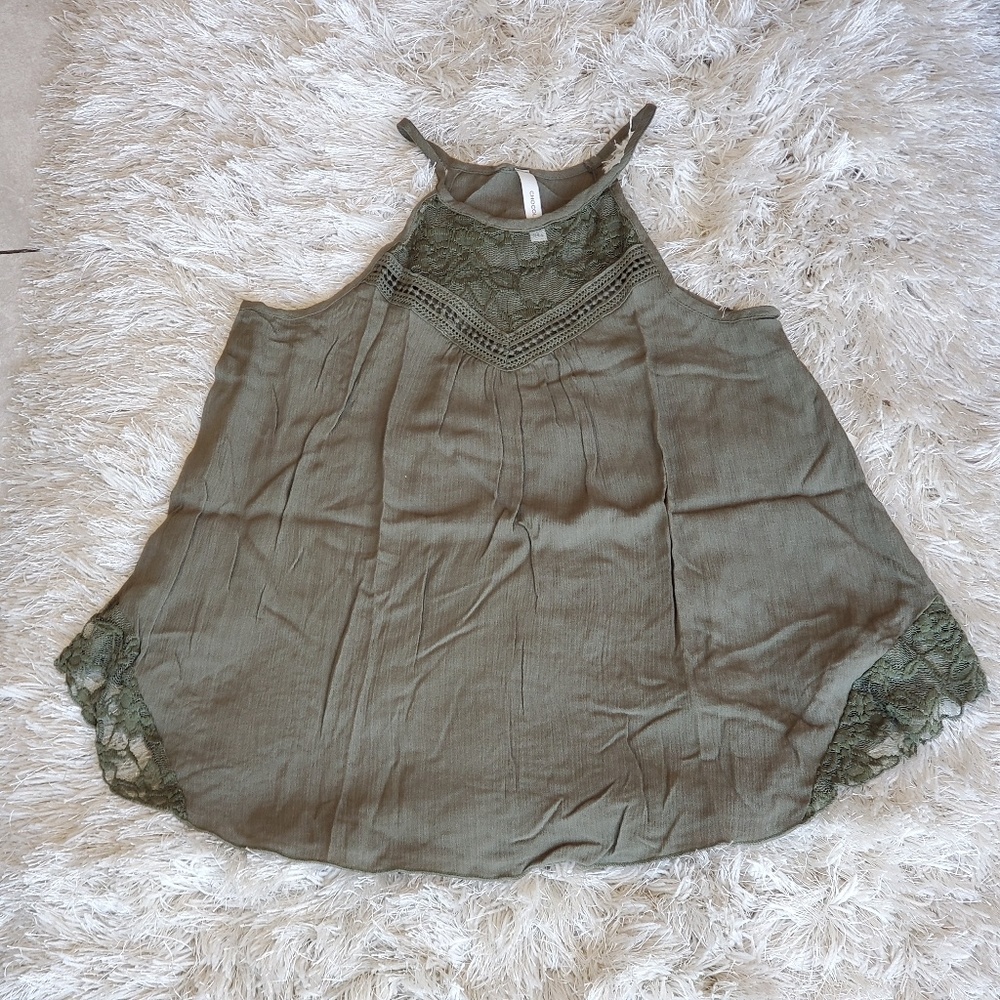 Women's tank top Green Blouse Spaghetti Strap